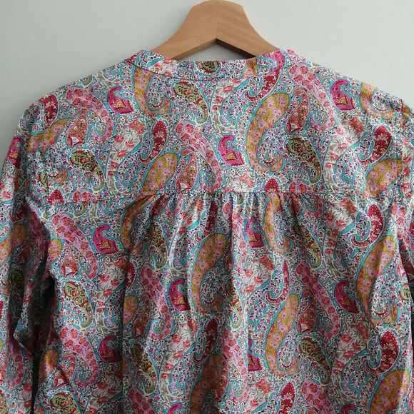 Liberty London Arts Fabrics x J. Crew Colourful Paisley Partial Button Blouse XS - Picture 7 of 16